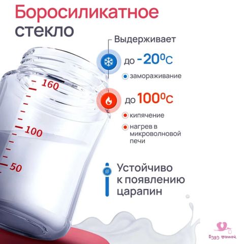 Стеклянная бутылочка для кормления Minitutu, 160 ml (1+)
